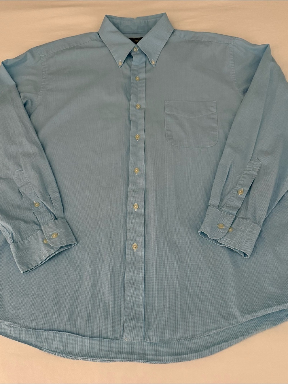 Club Room Blue Micro Check Cotton Button Down Shirt 17 34/35 Regular Fit
